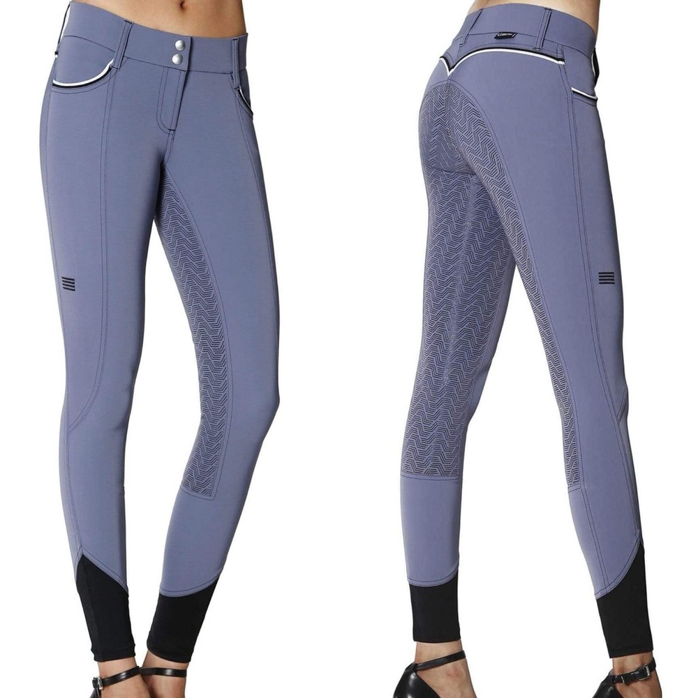 Gray-Lavender Riding Leggings with Silicone Grip